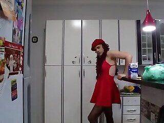 Sissy andressa in red - ashemaletube.com on ashemalesex.com