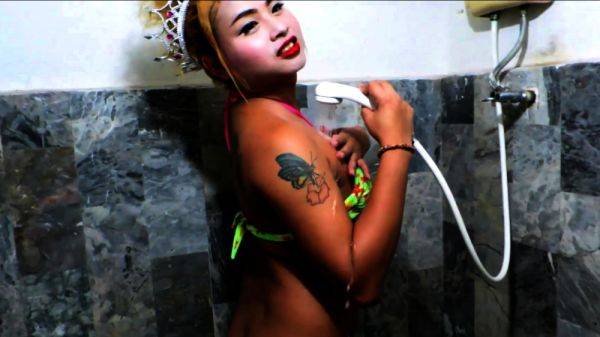 Soapy shower masturbation with chubby asian shemale - drtvid.com on ashemalesex.com