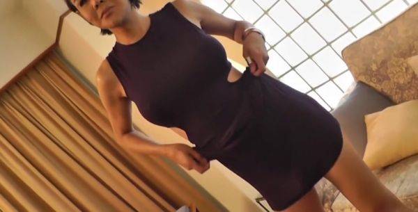 Short-haired Ladyboy in Black Dress Strips on So - hotmovs.com on ashemalesex.com