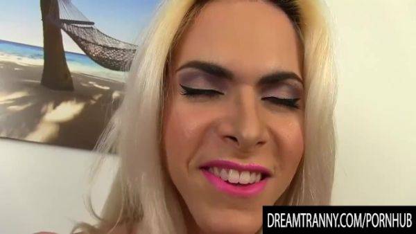 Gorgeous Blonde Shemale Barbara Perez Needs a Big Dildo For Her Ass - pornhub.com - Brazil on ashemalesex.com