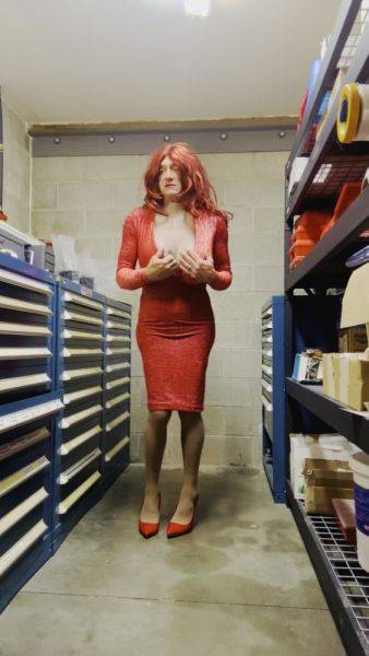 Ginger Sissy is a Lady in Red! - ashemaletube.com on ashemalesex.com