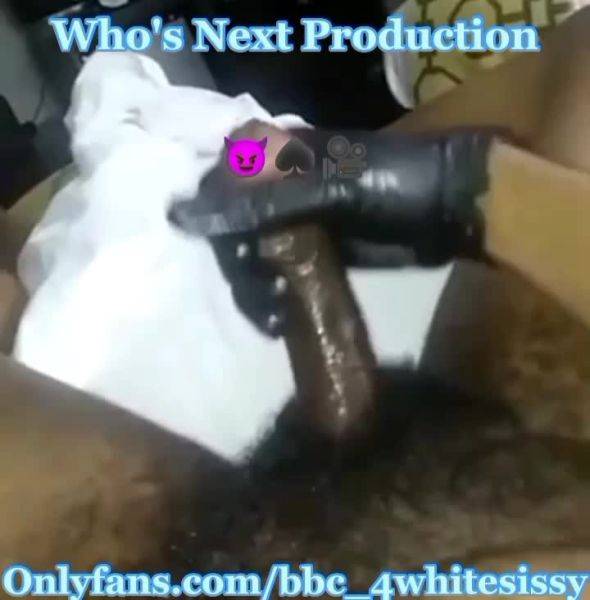 Stroking my BBC early in the morning with my Black glove - ashemaletube.com on ashemalesex.com